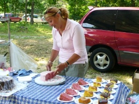 Ms. Ashley with the desserts for sale